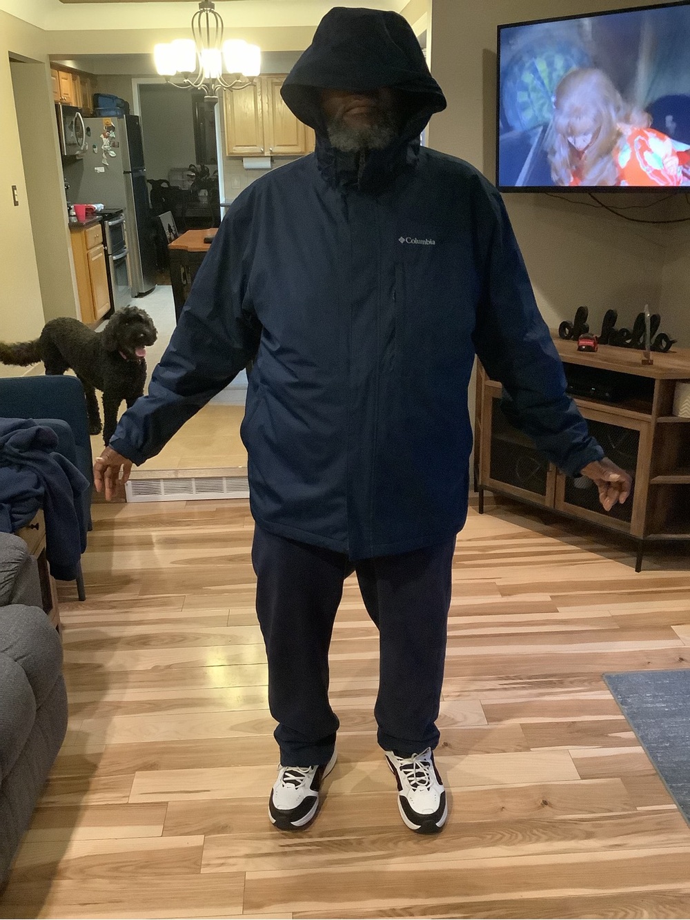 Columbia Men's Navy Hooded Rain Jacket
